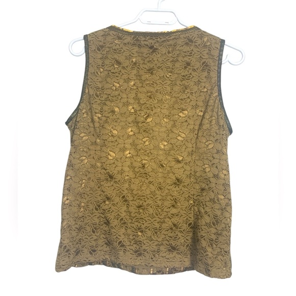 Dancing Couture Rare Sleeveless Top Embellished w Leather. Gold w Bronze Silver - Picture 3 of 17